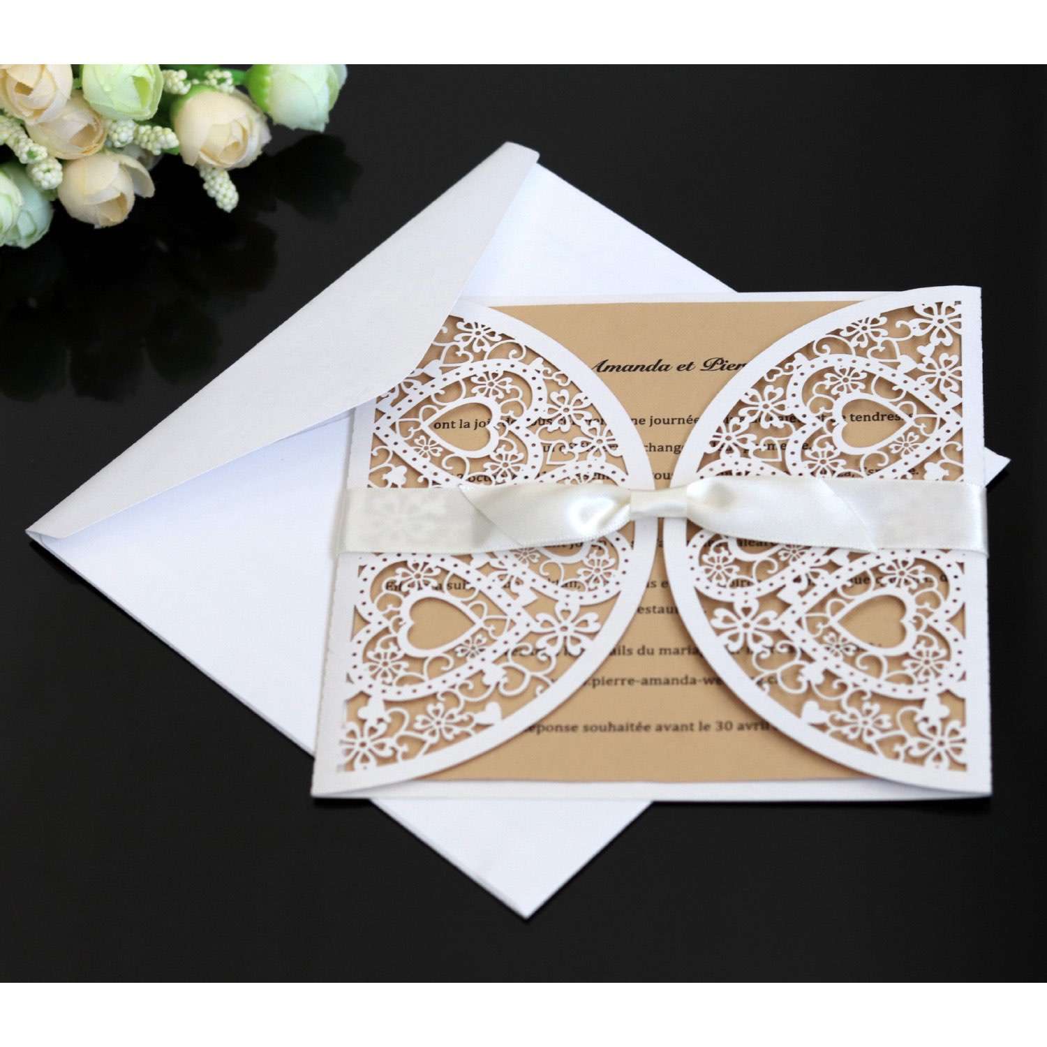Square Invitation Card With Envelope Butterfly Wedding Invitation White Card